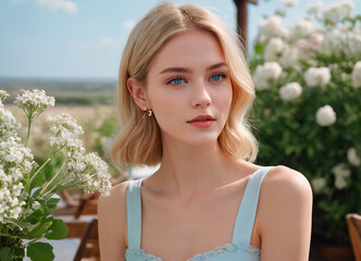 Café Charm: Portrait of Angelic Beauty