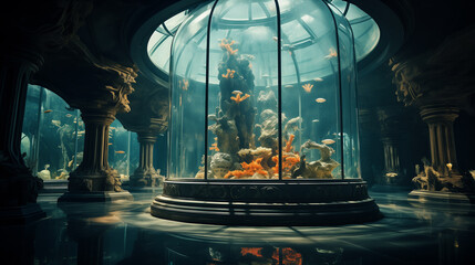 Obraz premium a large aquarium with a lot of fish inside 