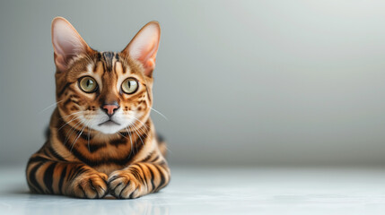  bengal cat on grey background