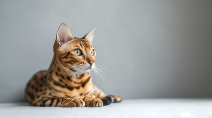  bengal cat on grey background