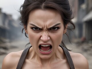 Emotion in Focus, Closeup of Angry Woman's Face, Portrait of a Young Woman in angry, Beautiful young woman in angry face, woman in angry face, angry woman closeup
