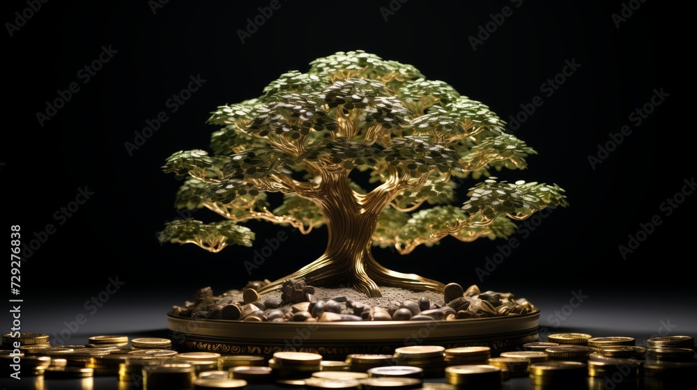 Poster ultra-realistic visual representation featuring a tree on a white backdrop as a symbol of the streng