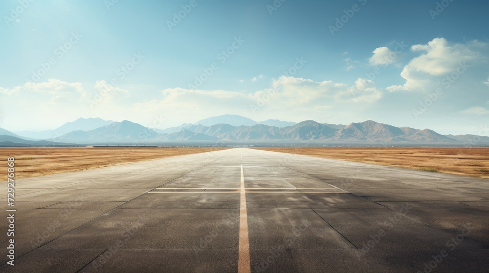 Poster unoccupied airport runway generative ai