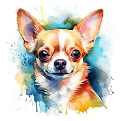 Realistic watercolor dog illustration. Funny doggy drawing template. Art for card, poster and other. Illustration of dog on white background