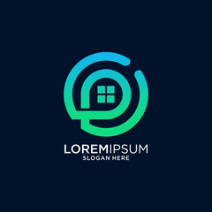 letter p home logo design graphic template