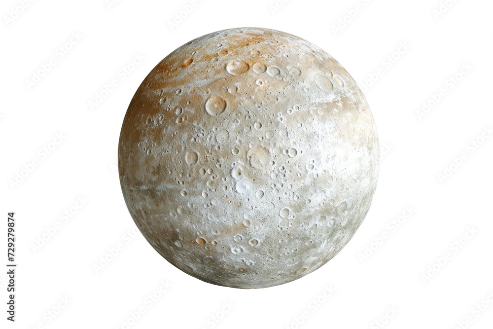 Poster conceptual image featuring callisto, one of jupiter's moons, showcasing its heavily cratered surface