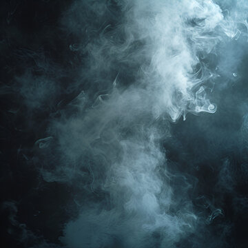 Smoke and fog blowing on black background, generative ai