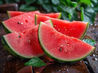 ripe watermelon slices close-up
