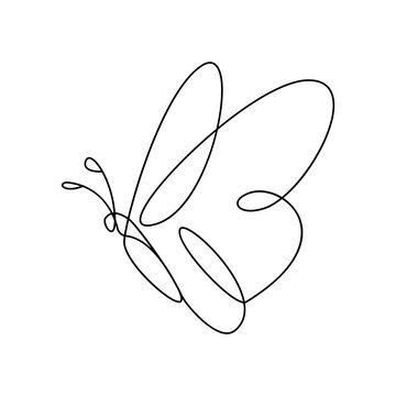 Butterfly  single continuous one line out line vector art  drawing  and tattoo design