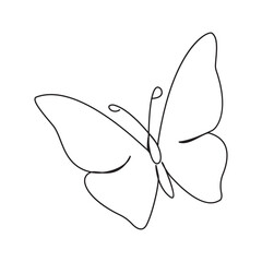 Obraz premium Butterfly single continuous one line out line vector art drawing and tattoo design