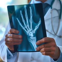 X-ray picture in the hands of a doctor. - obrazy, fototapety, plakaty