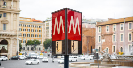 Piazza Repubblica subway in Rome, Italy. Repubblica square is located on the red line of the...