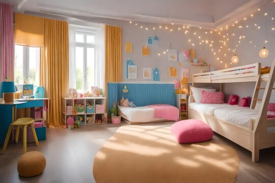 Studio photographing of an interior of a children s room