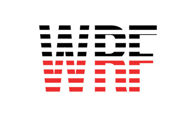 WRF three initial letter iconic line negative space minimal logo design vector template. monogram, abstract, wordmark, business, typography, minimalist, brand, company, flat, modern, unique, simple