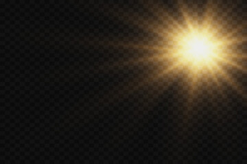 Star light effect. The light of the sun's rays. On a transparent background. - obrazy, fototapety, plakaty