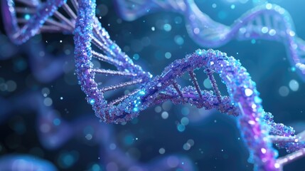 Blue Glowing DNA Double Helix Scientific Concept