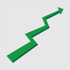 Graph going Up  sign with green arrow vector. Flat design vector illustration concept of sales bar chart symbol icon with arrow moving down and sales bar chart with arrow moving up, sales symbol icon.