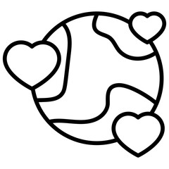 black line icon valentine day love global 