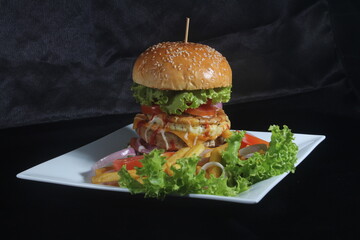 burger and fries