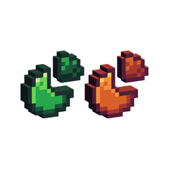 Fototapeta premium Isometric Pixel art 3d of pie chart icon for items asset. Isolated Chart pie icon on pixel 80s style.8-bits perfect for game asset,design asset element,app,website, Vector illustration.