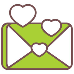 green and wight outline icon valentine day heart love letter