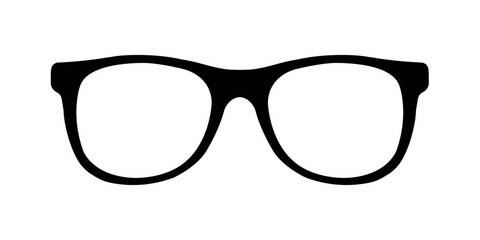 glasses simple black silhouette, optics symbol, vector design element - obrazy, fototapety, plakaty