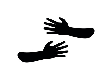 hugging hands black silhouette, support and care concept, vector illustration