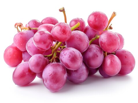 pink grapes closeup white background