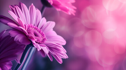Vibrant Purple Gerbera Daisy Close-up with Pink Bokeh Background