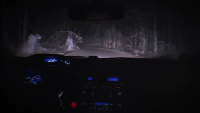 Eerie Car Ride with an Interior View and a Disturbing Atmosphere