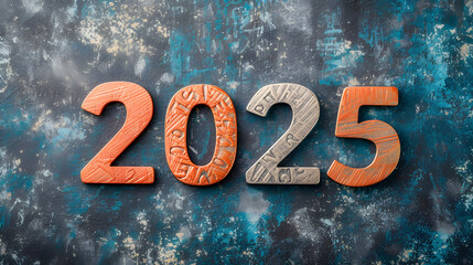 Artistic Textured 2025 Numerals on Abstract Background