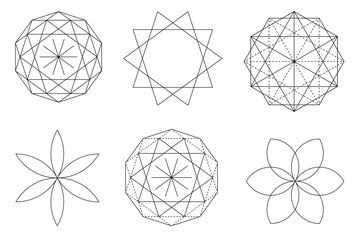 Sacred geometry vector design elements. Alchemy, religion, philosophy, spirituality, hipster symbols and elements. Set Vector illustration
