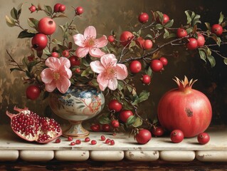 Obraz na płótnie Canvas ripe pomegranates with grains