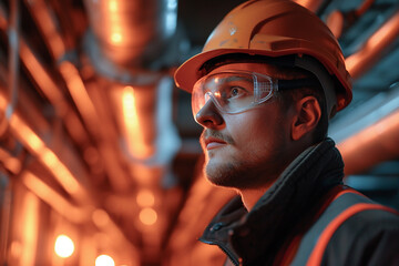 Renewable energy engineer working on underground dam.