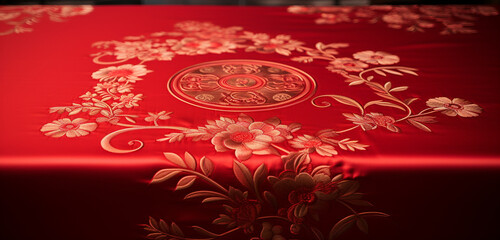 red chinese tablecloth
