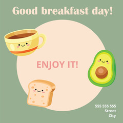 Banner editable para promocionar el desayuno con texto y espacio para copiar. Vector