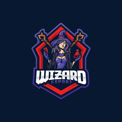 Wizard Mascot Esport Logo Design Illustration For Gaming Club