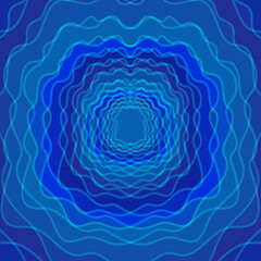 Vector abstract background in the form of wavy lines and circles in blue color