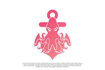 Fototapeta premium Octopus logo design with anchor unique concept Premium Vector