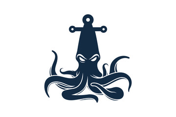 Octopus logo design with anchor unique concept Premium Vector
