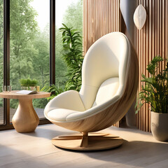 pod chair with side table - obrazy, fototapety, plakaty