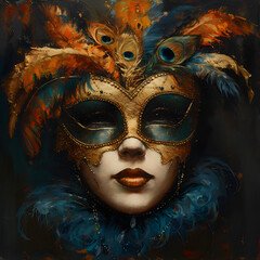 Illustration of a Venetian carnival mask.