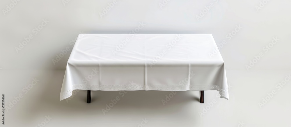 Poster mock-up template of a tablecloth, isolated on a white background from a top-down view.