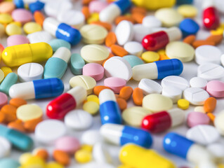 colourful drugs, pills, vitamins. health care.
