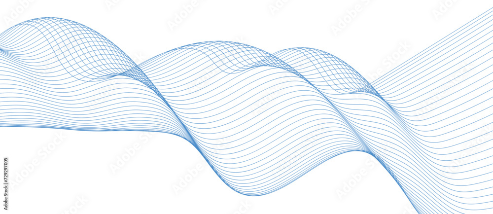 Poster abstract blue wave background. blue minimal round lines abstract background. thin line wavy abstract
