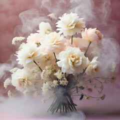 Obraz na płótnie Canvas Beautiful abstract bouquet of flowers in smoke