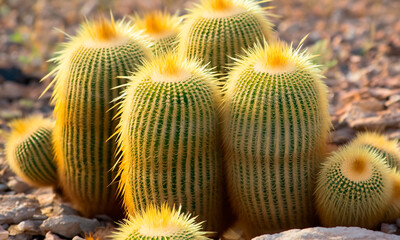prickly green cactus close-up in the desert