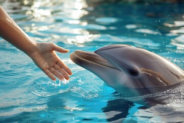 Obraz premium Educational workshop where individuals explore dolphin communication, fostering a deeper understanding of these intelligent marine beings.