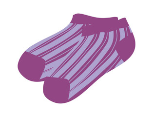 Cotton and woolen socks. Stylish clothing items. Vector knitwear trendy sock collection