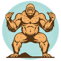 Kingkong gorilla angry cartoon, vector illustration